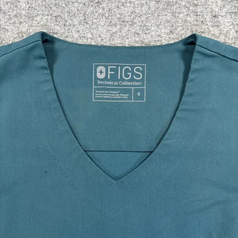 FIGS Technical Collection Casma Scrub Top Women S Dark Teal V-Neck 3-Pocket